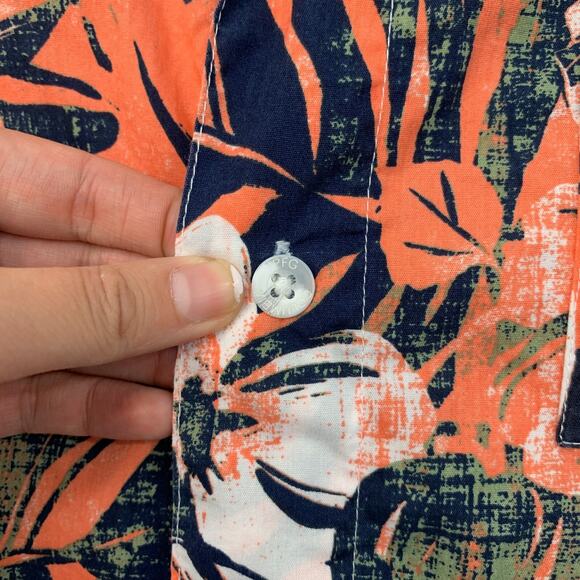 Columbia Shirt Mens L Large Navy Orange PFG Trollers Best Floral Vented Fishing - Picture 4 of 12